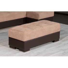 Casamode Ottomanson Armada Air Beige Brown Chenille PU Storage Ottoman