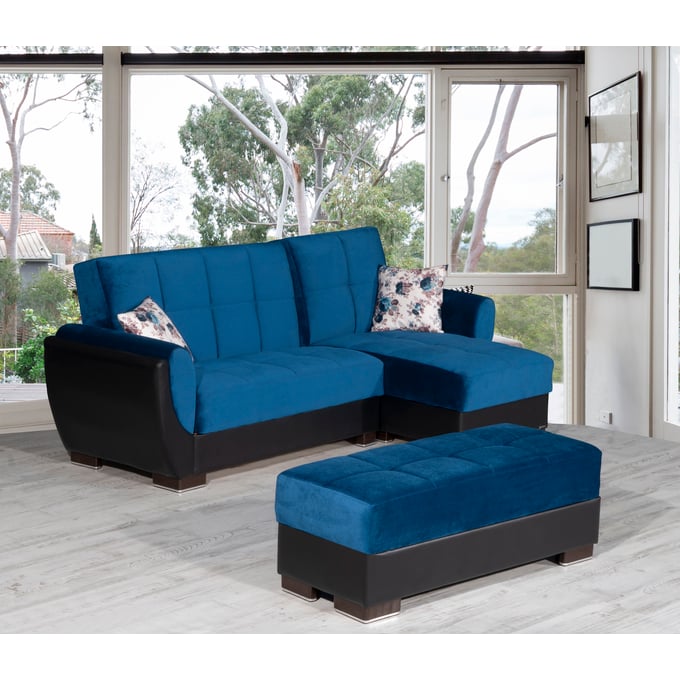 Casamode Ottomanson Armada Air Turquoise Black Chaise Lounge with Ottoman CMD-AIR-CL-SEC-S2