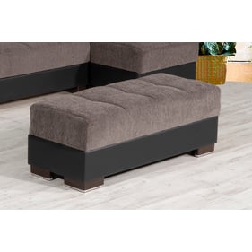 Casamode Ottomanson Armada Air Grey Black Chenille PU Storage Ottoman