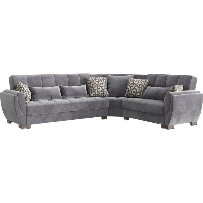 Casamode Ottomanson Armada Air Grey Microfiber Convertible Storage Sectional CMD-AIR-SEC-101