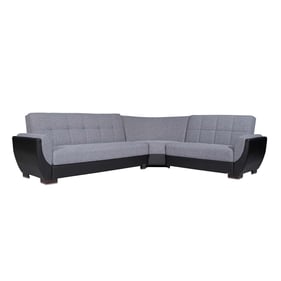 Casamode Ottomanson Armada Air Grey Black PU Storage Convertible Sectional