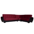 Ottomanson Armada Air Collection Upholstered Convertible Sectional with Storage, Burgundy/Black-PU Microfiber