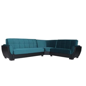 Casamode Ottomanson Armada Air Turquoise Black Sectional with Ottoman