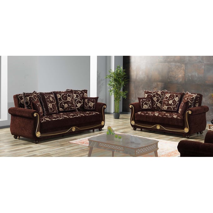 Casamode Ottomanson Americana Brown 2pc Living Room Set CMD-AMR-LR-S1