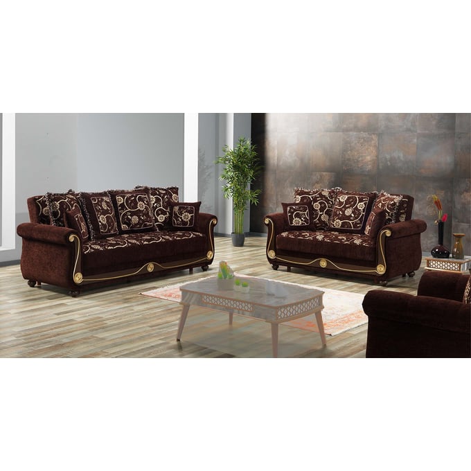 Casamode Ottomanson Americana Brown 3pc Living Room Set CMD-AMR-LR-S5