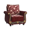 Ottomanson Americana Collection Upholstered Convertible Armchair with Storage, Burgundy