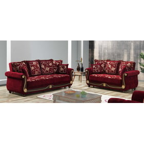 Casamode Ottomanson Americana Burgundy 2pc Living Room Set