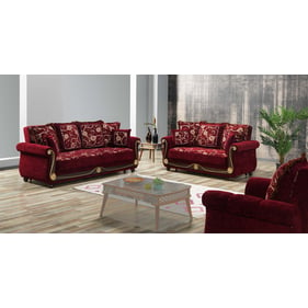 Casamode Ottomanson Americana Burgundy 3pc Living Room Set