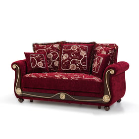 Casamode Ottomanson Americana Burgundy Convertible Storage Loveseat