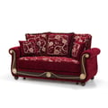 Ottomanson Americana Collection Upholstered Convertible Loveseat with Storage, Burgundy