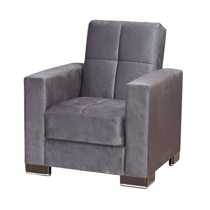 Casamode Ottomanson Armada Grey Microfiber Convertible Storage Armchair CMD-ARM-AC-1