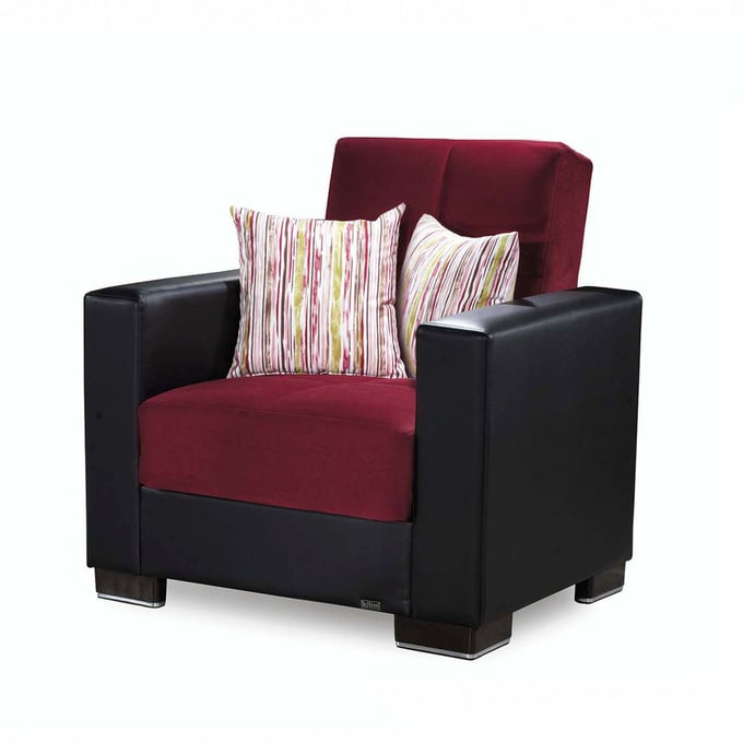 Casamode Ottomanson Armada Burgundy Black Convertible Storage Armchair CMD-ARM-AC-10