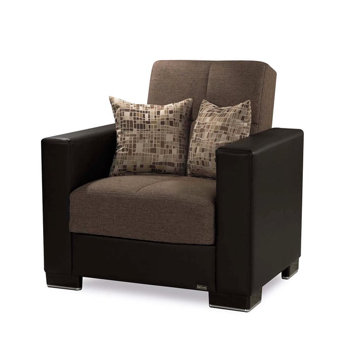 Casamode Ottomanson Armada Brown PU Convertible Storage Armchair CMD-ARM-AC-14