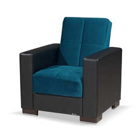 Casamode Ottomanson Armada Turquoise Black Chair and Ottoman Set