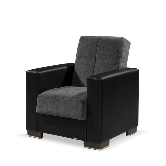 Casamode Ottomanson Armada Grey Black PU Storage Convertible Armchair CMD-ARM-AC-18