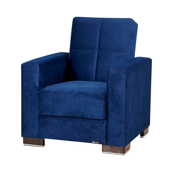 Casamode Ottomanson Armada Blue Microfiber Convertible Storage Armchair CMD-ARM-AC-4