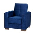 Ottomanson Armada Collection Upholstered Convertible Armchair with Storage, Blue Microfiber