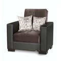 Ottomanson Armada Collection Upholstered Convertible Armchair with Storage, Brown/Brown-PU Microfiber