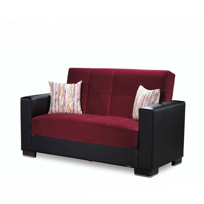 Casamode Ottomanson Armada Burgundy Black Storage Convertible Loveseat CMD-ARM-LS-10