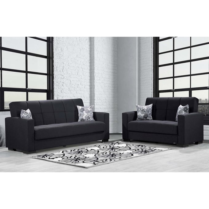 Casamode Ottomanson Armada Dark Blue Fabric 2pc Living Room Set CMD-ARMADA-POLY-LR-S1