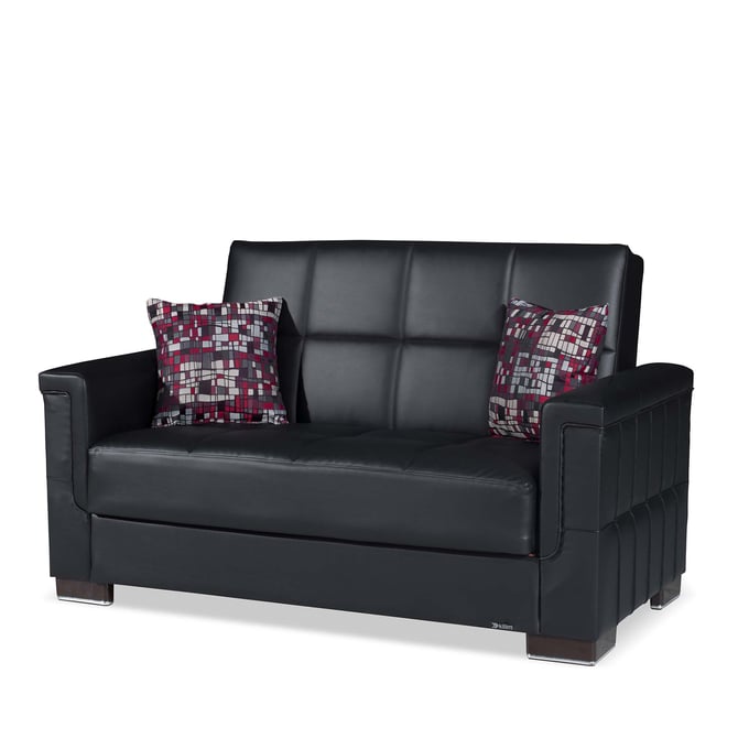 Casamode Ottomanson Armada Black PU Convertible Loveseat with Storage CMD-ARM-LS-15-PU