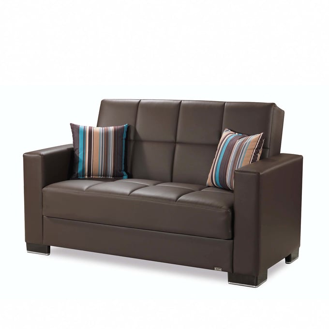 Casamode Ottomanson Armada Brown PU Convertible Loveseat with Storage CMD-ARM-LS-16-PU