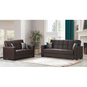 Casamode Ottomanson Armada Brown PU 2pc Living Room Set