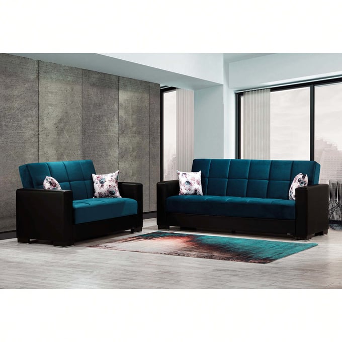 Casamode Ottomanson Armada Turquoise Black 2pc Living Room Set CMD-ARMADA-MIC-LR-S5