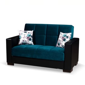 Casamode Ottomanson Armada Turquoise Storage Convertible Loveseat