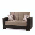 Ottomanson Armada Collection Upholstered Convertible Loveseat with Storage, Beige/Brown-PU Chenille