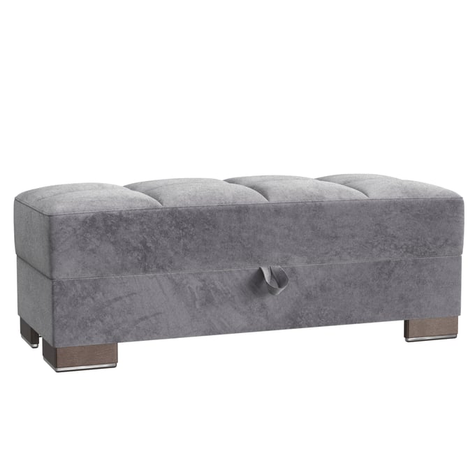 Casamode Ottomanson Armada Grey Microfiber Ottoman with Storage CMD-ARM-O-1