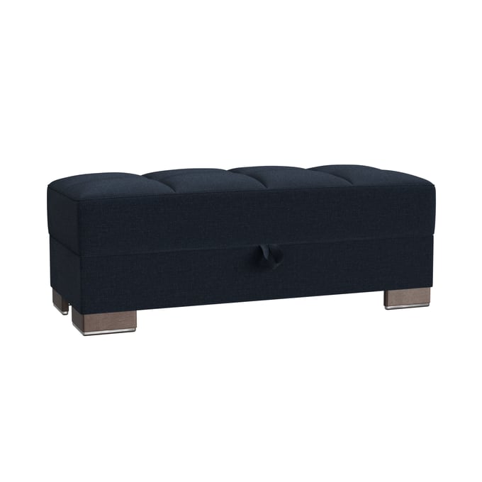 Casamode Ottomanson Armada Dark Blue Polyester Ottoman with Storage CMD-ARM-O-11