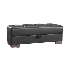 Casamode Ottomanson Armada Black PU Ottoman with Storage