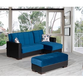 Casamode Ottomanson Armada Turquoise Black Chaise Lounge with Ottoman