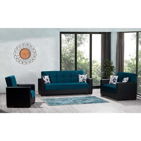 Casamode Ottomanson Armada Turquoise Black 3pc Living Room Set