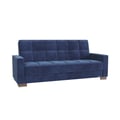 Ottomanson Armada Collection Upholstered Convertible Sofabed with Storage, Blue Microfiber