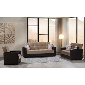 Casamode Ottomanson Armada Beige Brown 2pc Living Room Set