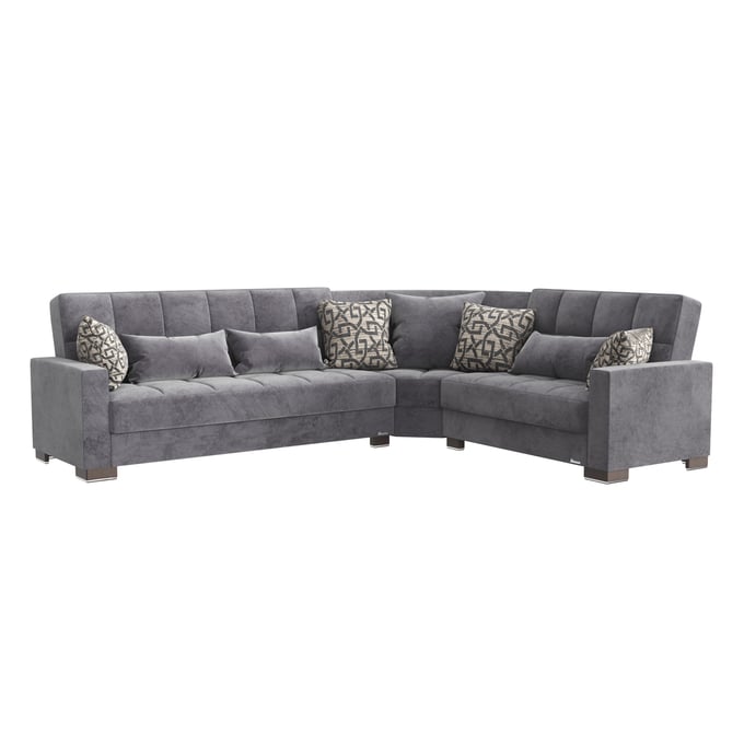 Casamode Ottomanson Armada Grey Microfiber Convertible Storage Sectional CMD-ARM-SEC-1