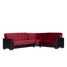 Casamode Ottomanson Armada Burgundy Black Sectional with Ottoman