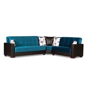 Casamode Ottomanson Armada Turquoise Black Sectional with Ottoman