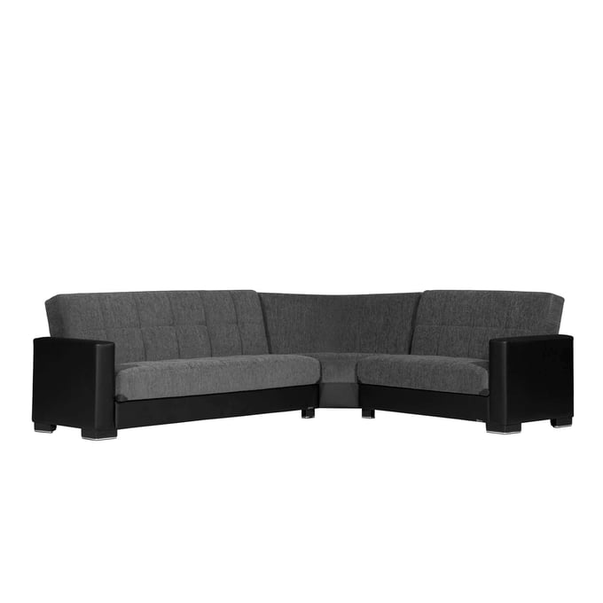 Casamode Ottomanson Armada Grey Chenille Black Convertible Storage Sectional CMD-ARM-SEC-18