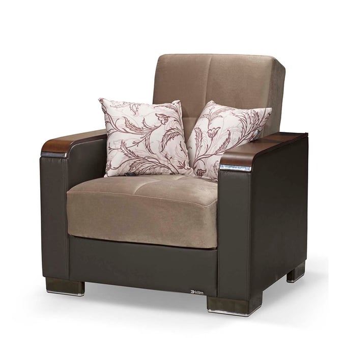 Casamode Ottomanson Armada X Beige Brown Convertible Storage Armchair CMD-ARM-W-AC-309