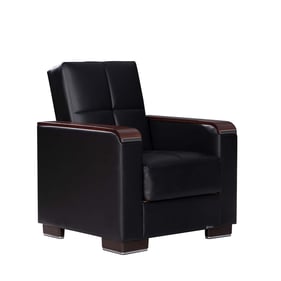 Casamode Ottomanson Armada X Black PU Chair and Ottoman Set