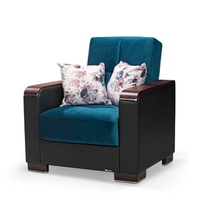 Casamode Ottomanson Armada X Turquoise Black Chair and Ottoman Set