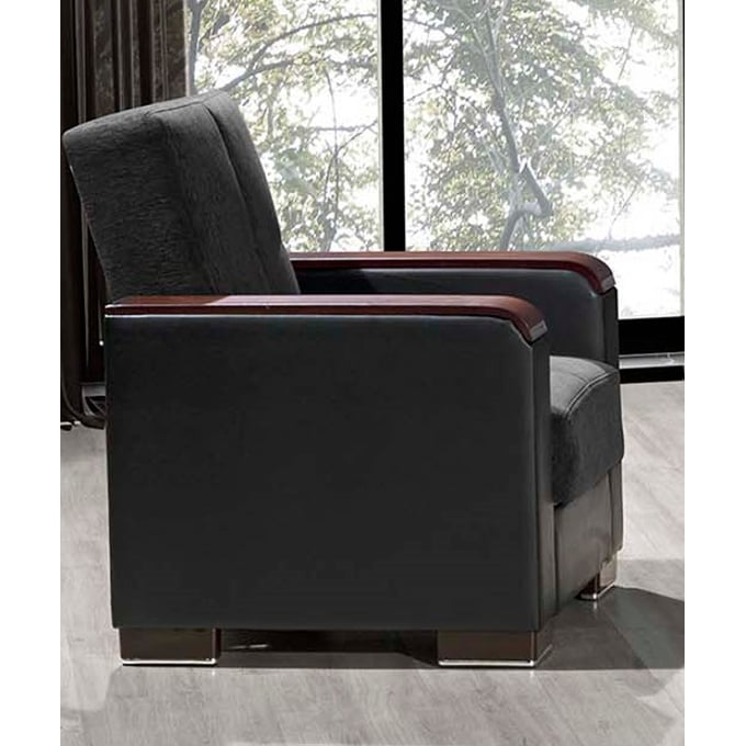 Casamode Ottomanson Armada X Grey Black Chair and Ottoman Set CMD-ARM-X-W-CHO-S2