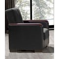 Ottomanson Armada X Collection Upholstered Convertible Wood Trimmed Armchair with Storage, Grey/Black-PU Chenille