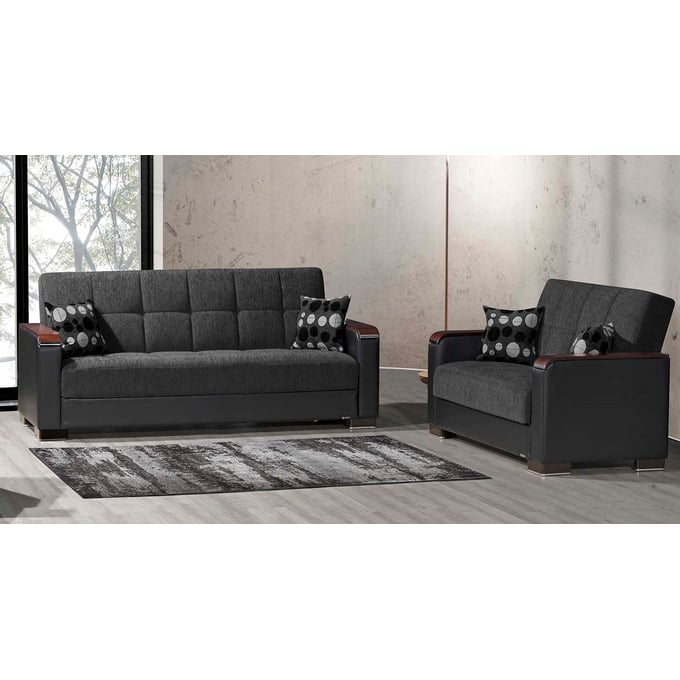 Casamode Ottomanson Armada X Grey Black 2pc Living Room Set CMD-ARM-X-W-LR-S1