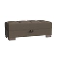 Ottomanson Armada X Collection Upholstered Convertible Wood Trimmed Ottoman with Storage, Brown Polyester