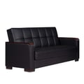 Ottomanson Armada X Collection Upholstered Convertible Wood Trimmed Sofabed with Storage, Black-PU