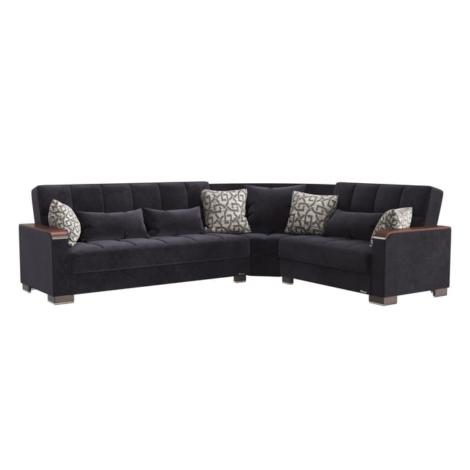 Casamode Ottomanson Armada X Black Microfiber Sectional with Ottoman CMD-ARM-W-MCF-SEC-S2